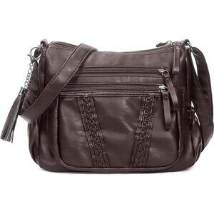 Crossbody Bag for Women with Tassel Ladies Soft PU leather Purses